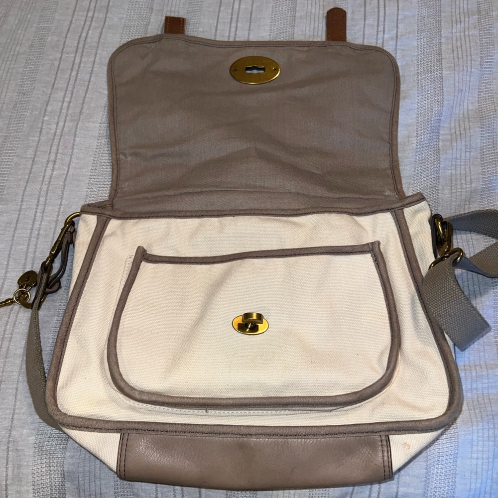 Fossil Vintage Canvas & Leather Messenger Crossbody Bag Shoulder/Crossbody Bag - Picture 5 of 11